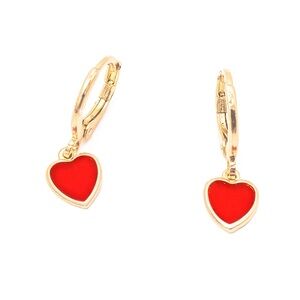 NWT Free People Tease Me Huggie Hoops Hearts Earrings Gold